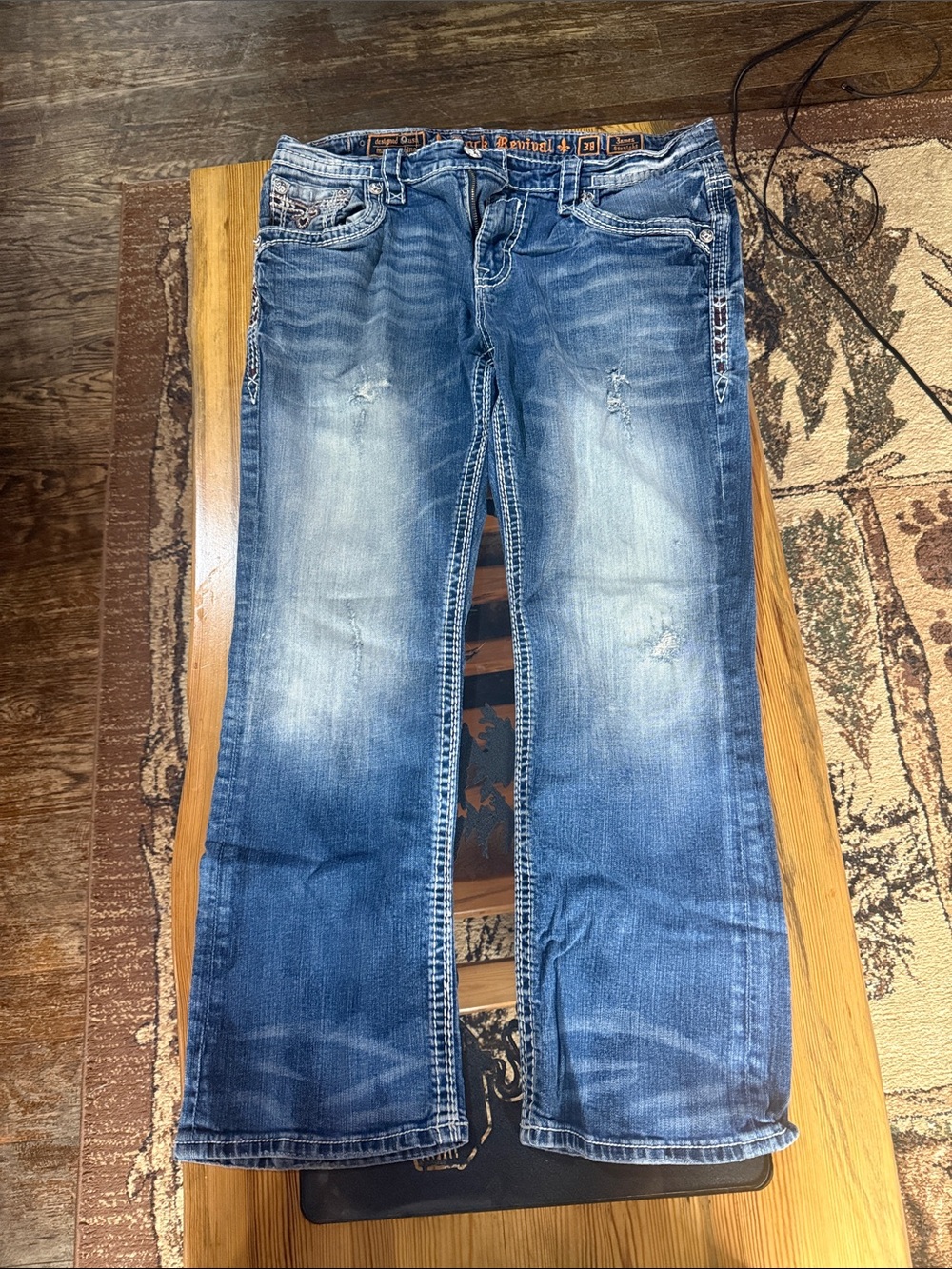 Rock Revival Men's Straight Blue Washed Jeans